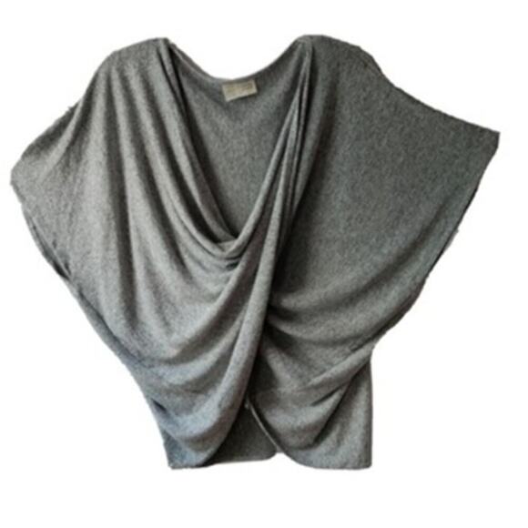 Saturday Sunday Sweaters - NWTs ANTHROPOLOGIE SATURDAY SUNDAY WRAP GRAY SHORT SLEEVE  SWEATER PULLOVER